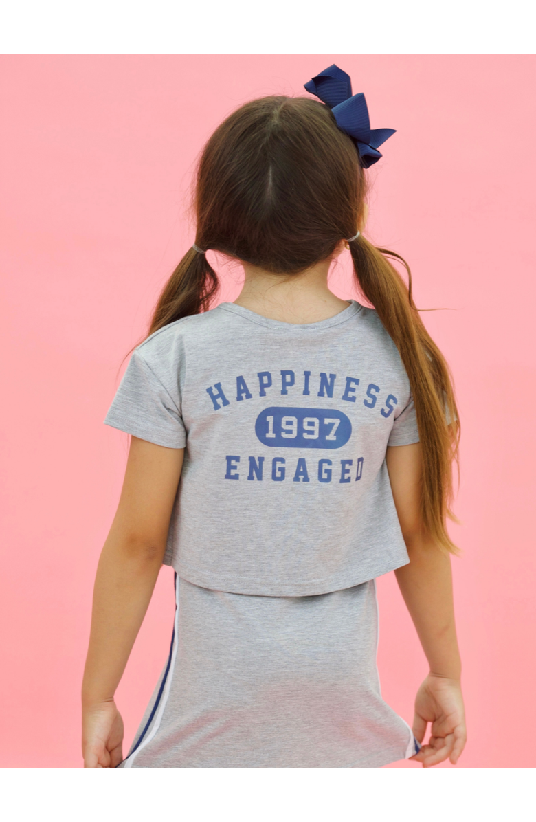 Mia Belle Girls Athletic Club Tie-Front Dress, Alternate, color, Grey