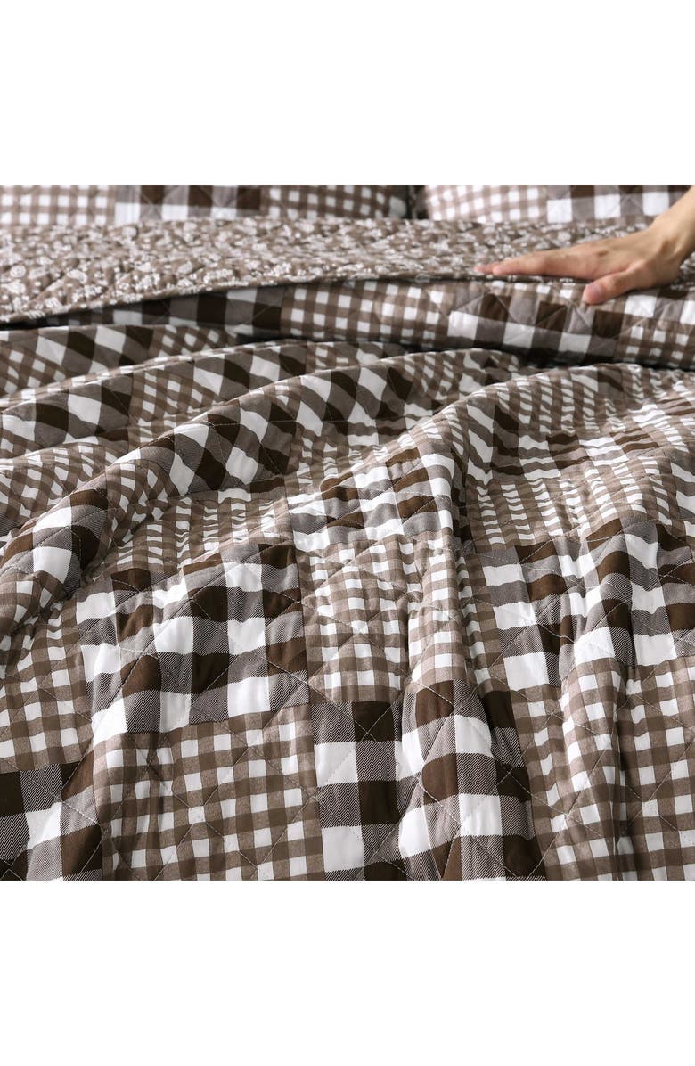 Eddie Bauer Gingham Patchwork Reversible Quilt Set, Alternate, color, White/ Brown