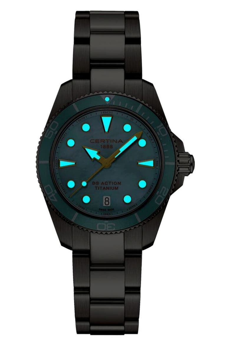 Bracelet Watch, 34.5mm, Alternate, color, TITANIUM / LIGHT BLUE MOP