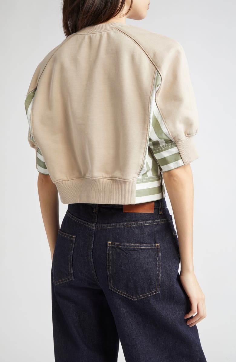 3.1 Phillip Lim Crop Shirt-Trimmed Sweatshirt, Alternate, color, Concrete