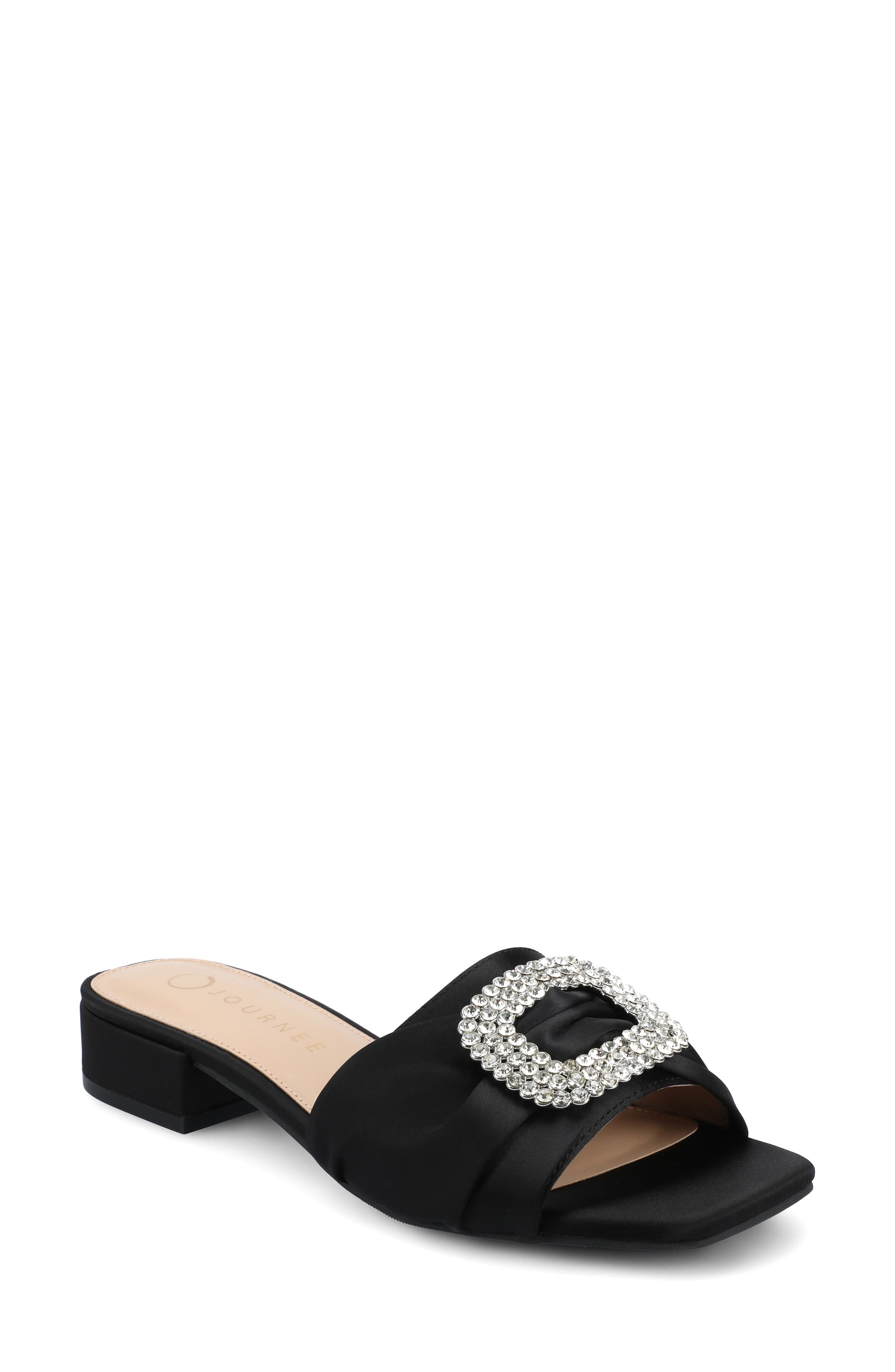 Journee Collection Flavia Rhinestone Buckle Slide Sandal