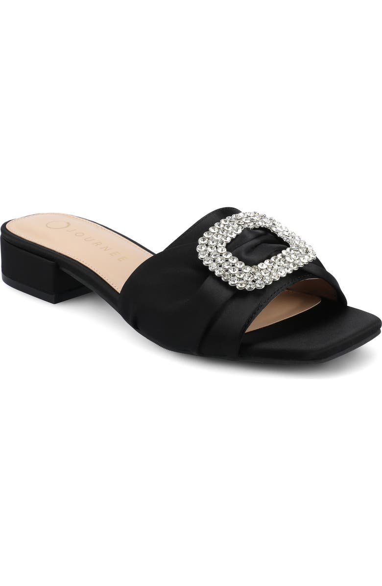 Journee Collection Flavia Rhinestone Buckle Slide Sandal, Main, color,