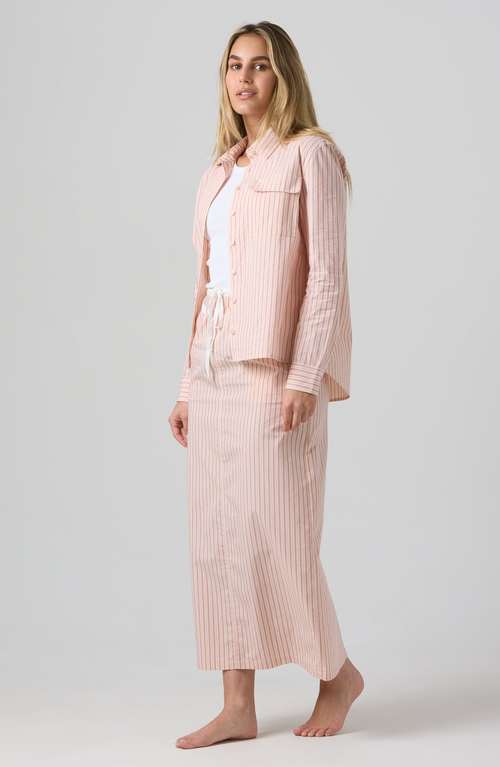 Shop By Tess Collection Alex Blouse In Pink Pinstripe