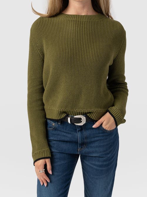Saint + Sofia Remy Crop Sweater In Green