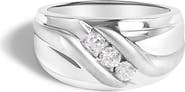 Haus of Brilliance Men's Silver 1/2 Cttw Diamond Channel Set 3-Stone Band Ring