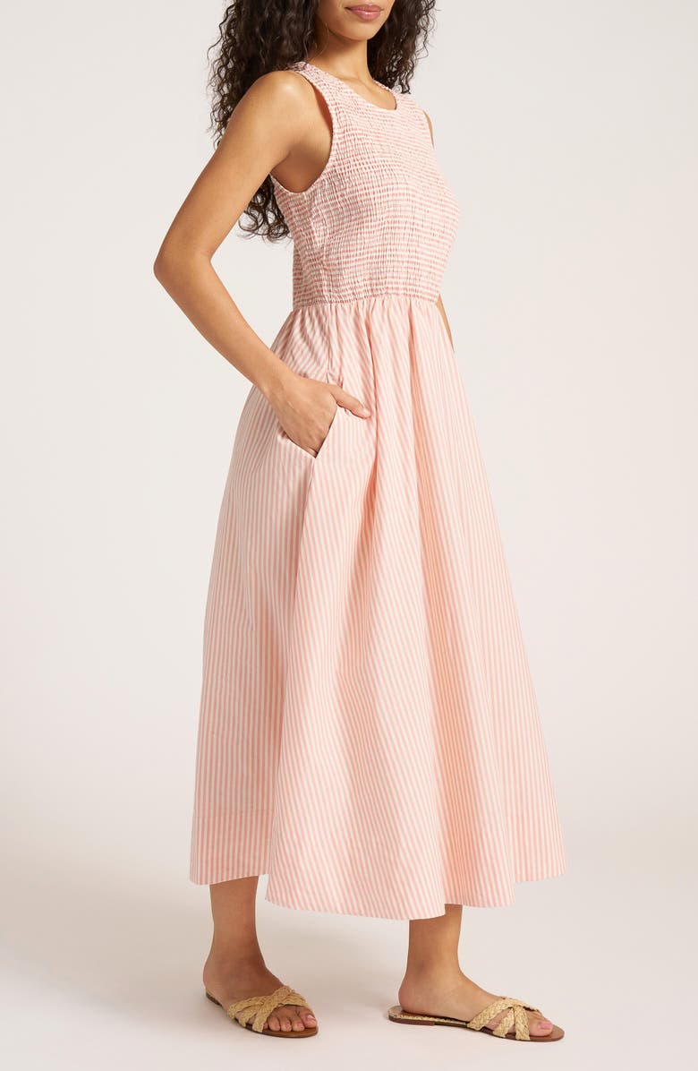matty m. Verona Stripe Midi Dress, Alternate, color, Coral