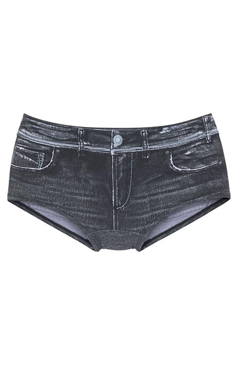 LASCANA Women's Boy Short Bikini Bottom, Alternate, color, Black Denim