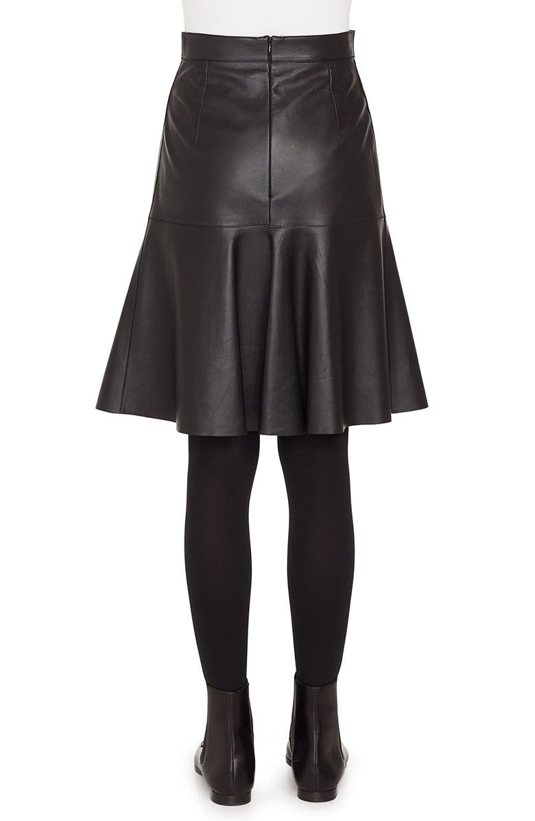 Akris punto Ruffled Hem Leather Skirt, Alternate, color, 