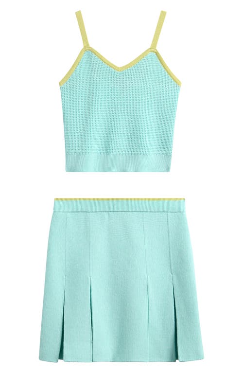 Freshman Kids' Knit Tank & Pleated Skirt Set In Blue