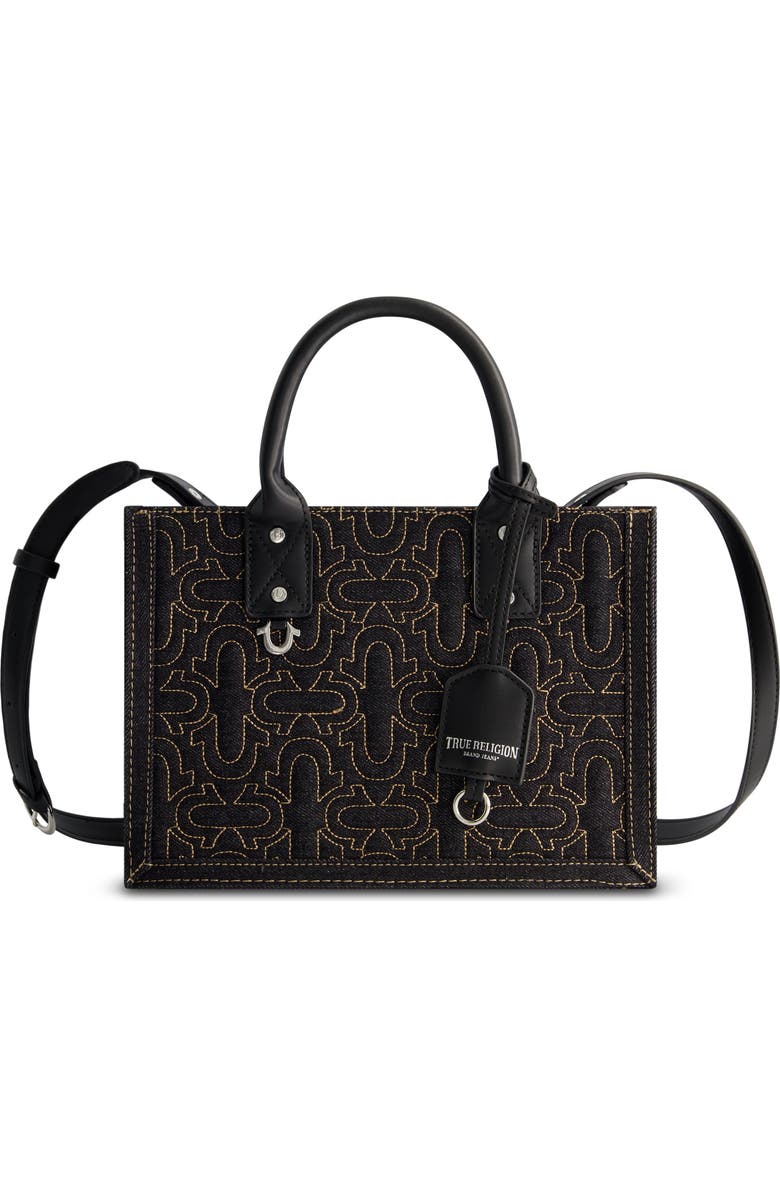 True Religion Quilted Horseshoe Modern Tote, Main, color, Denim