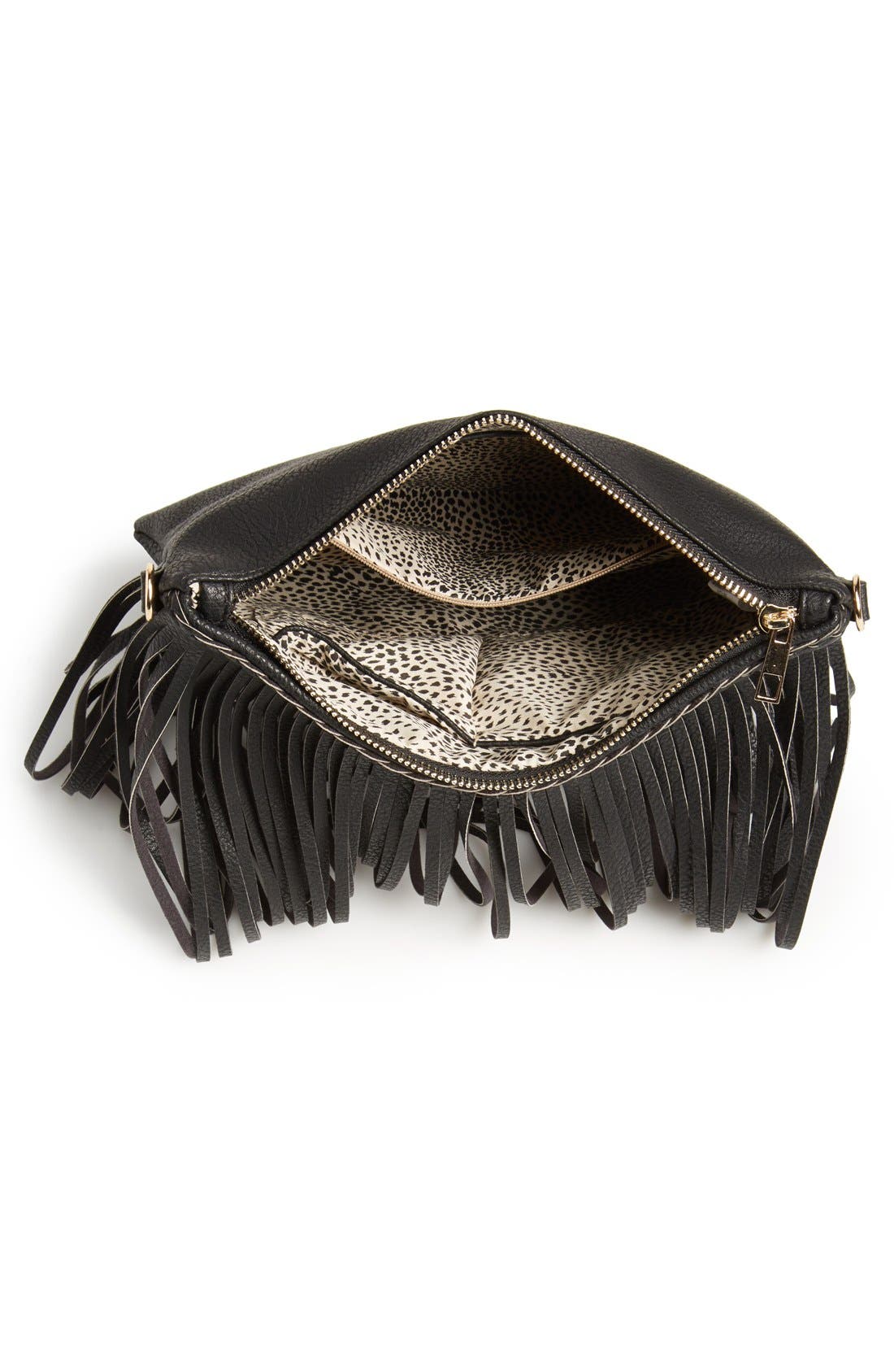 Sole Society 'Rose' Fringe Faux Leather Convertible Crossbody Bag, Alternate, color, 