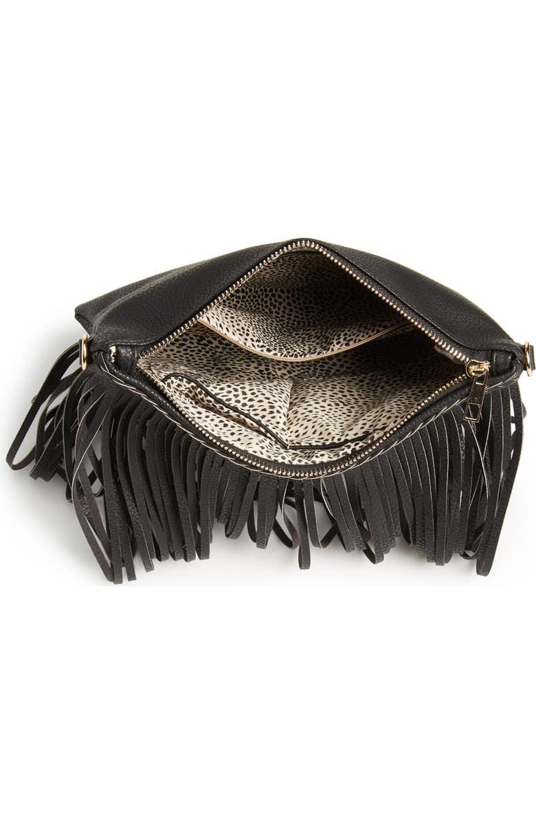 Sole Society 'Rose' Fringe Faux Leather Convertible Crossbody Bag, Alternate, color,