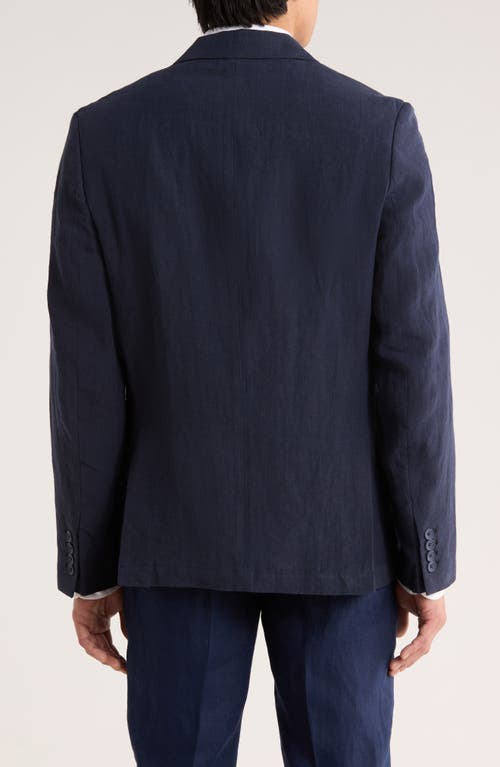 Percival Tailored Fit Solid Linen Blazer In Blue