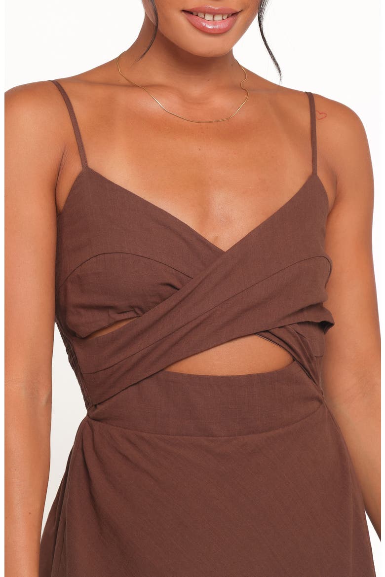 Elvina Cutout Midi Dress, Alternate, color, BROWN