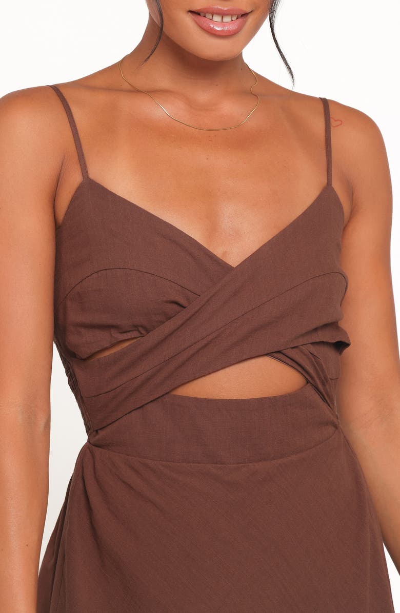 Petal & Pup Elvina Cutout Midi Dress, Alternate, color, Brown