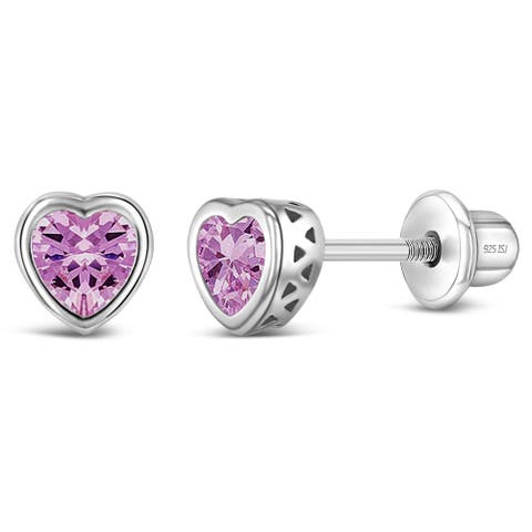 Cubic Zirconia Birthstone Heart Earrings