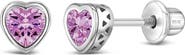 In Season Jewelry Cubic Zirconia Birthstone Heart Earrings