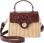 Brahmin Liliana Croc Embossed Leather & Wicker Top Handle Bag
