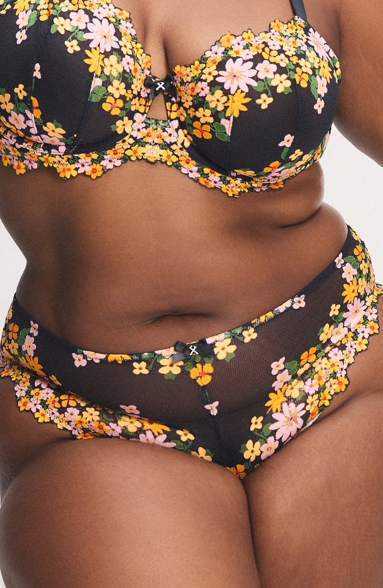 SAVAGE X FENTY Wonderfleur Cheeky Briefs, Alternate, color, Black Caviar