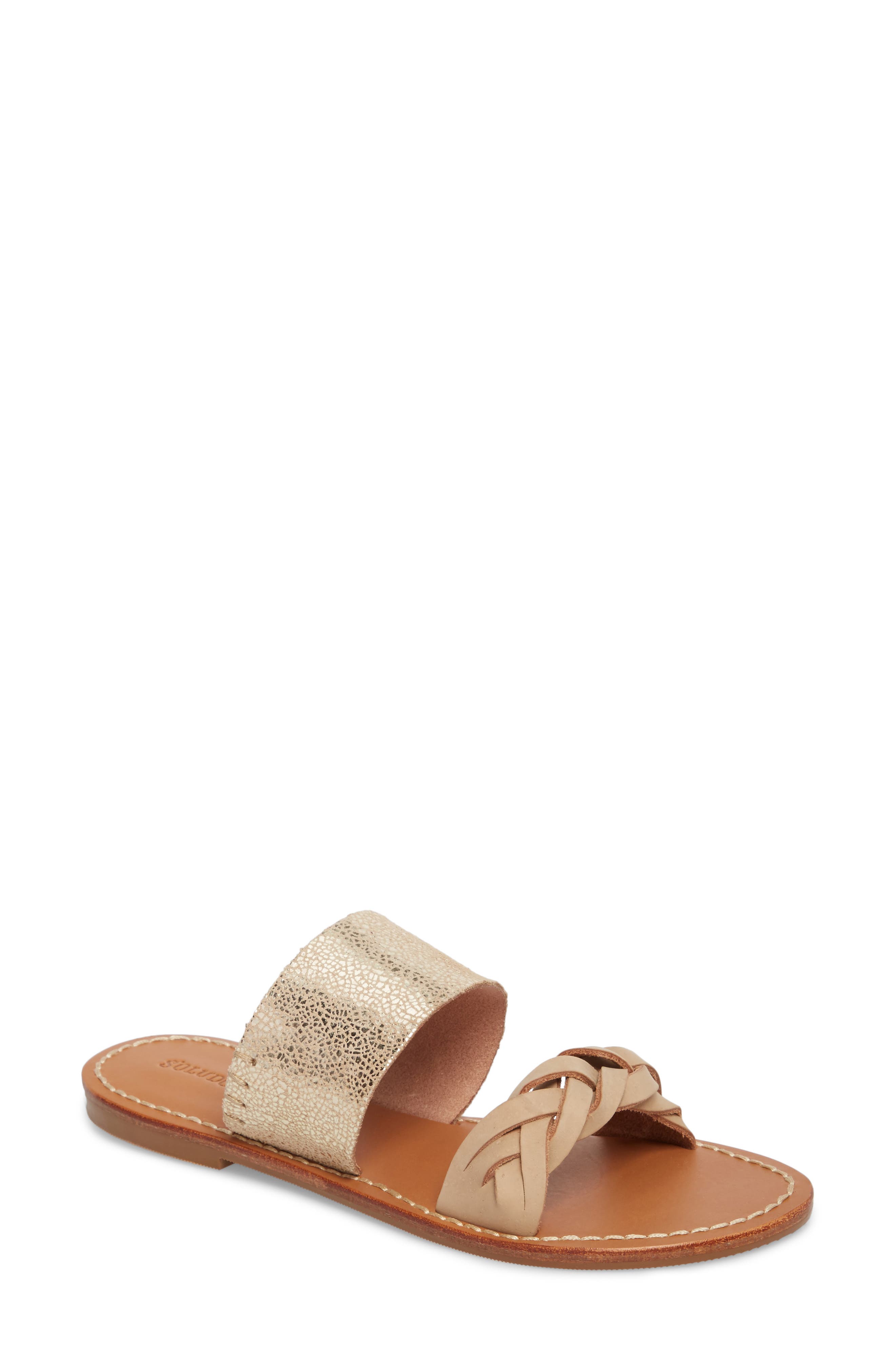 Slide Sandal, Main, color, NUDE/ PALE GOLD LEATHER