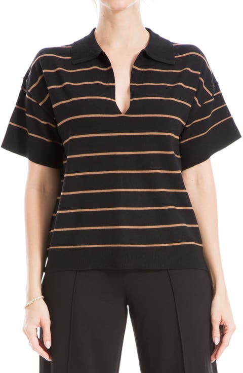 Johnny Collar Stripe Knit Polo Sweater