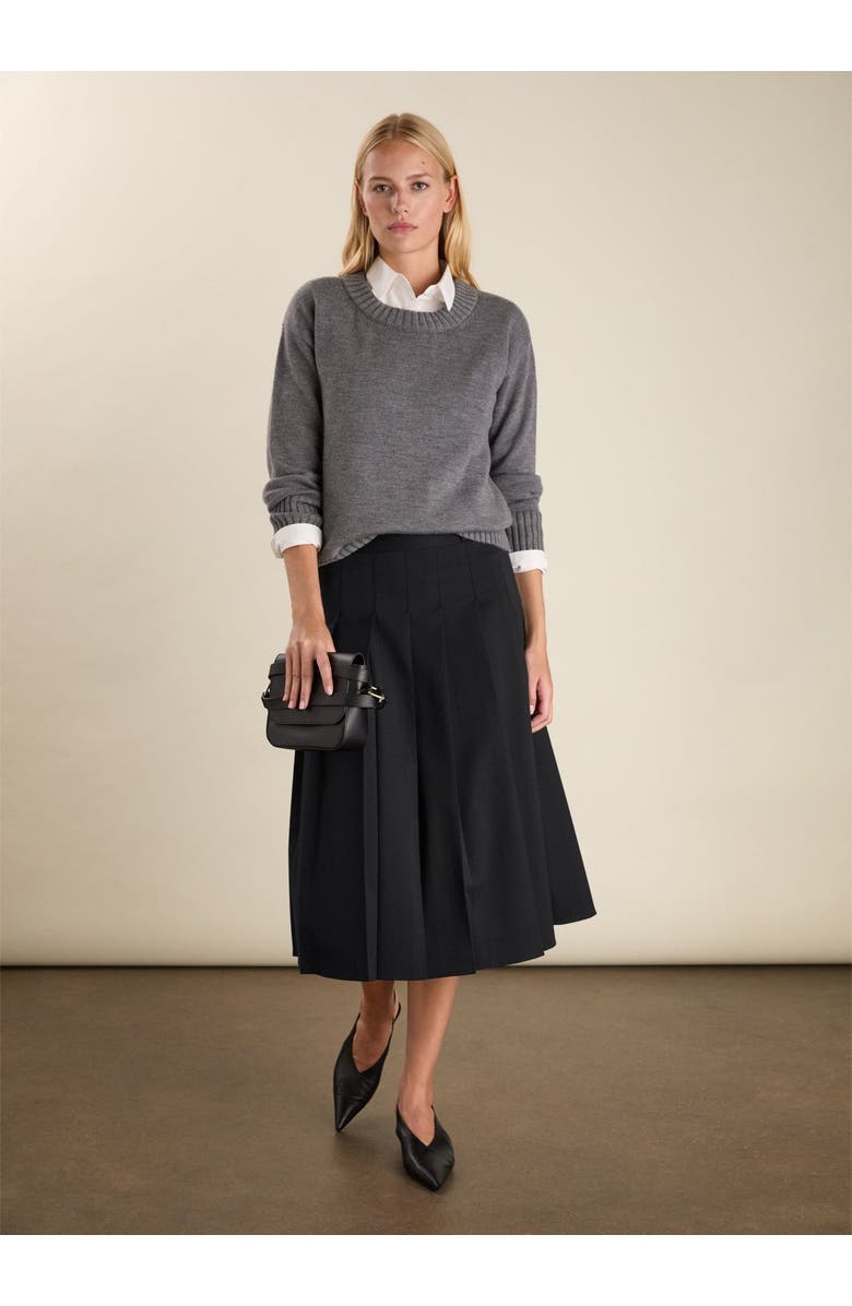 81043072 Pam Wool Blend Pleated Midi Skirt, Alternate, color, Caviar Black