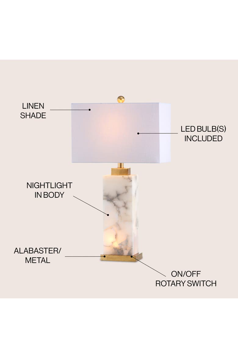 Elizabeth 27.5" Contemporary Coastal Alabaster LED Table Lamp, Alternate, color, White/Gold Painting