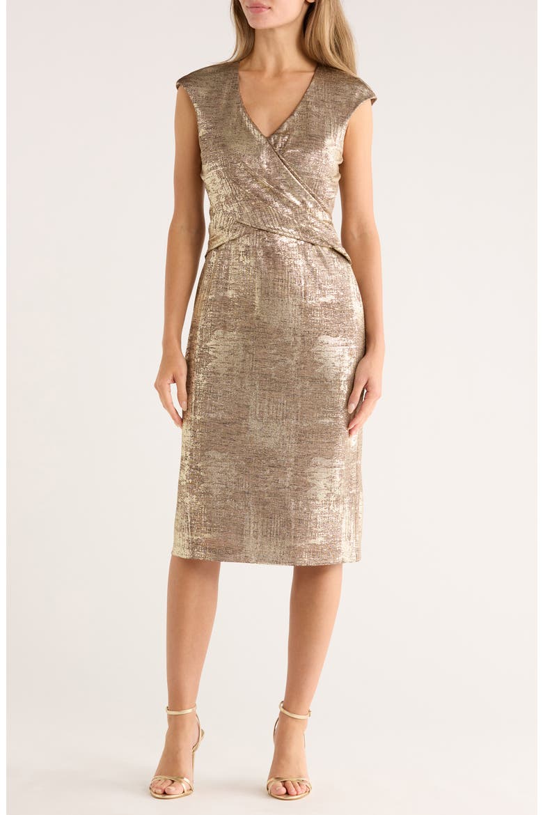 Foiled Jersey Short Sleeve Dress, Main, color, FLAX