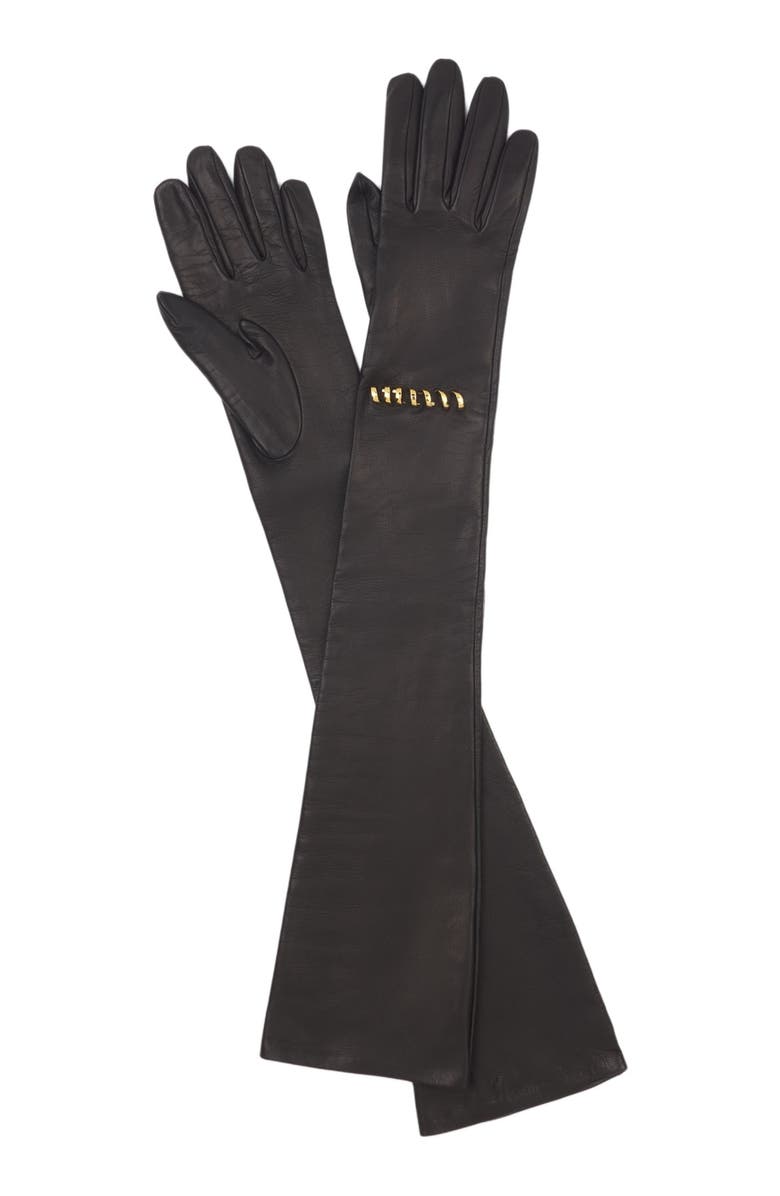Lanvin Melodie Leather Gloves, Alternate, color, Black