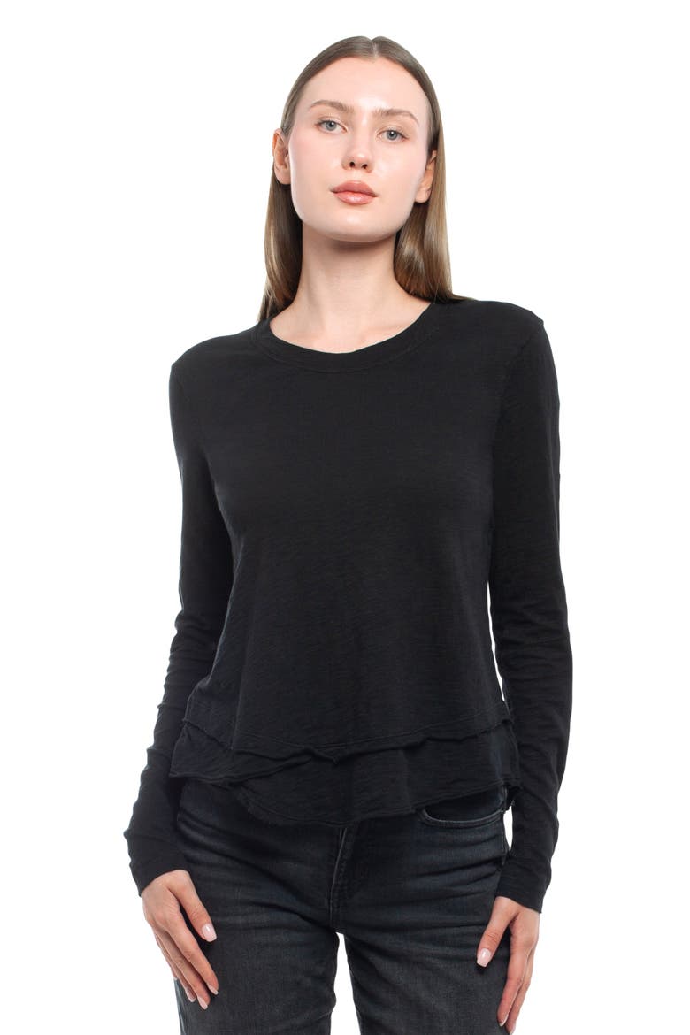Long Sleeve Mock Layer Tee, Main, color, Black