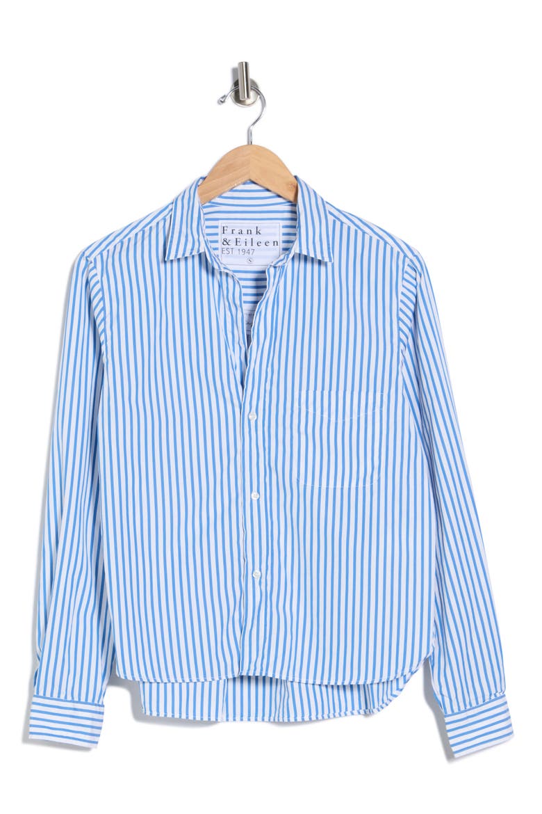 Cotton Button-Up Shirt, Alternate, color, CLASSIC BLUE WHITE STRIPE