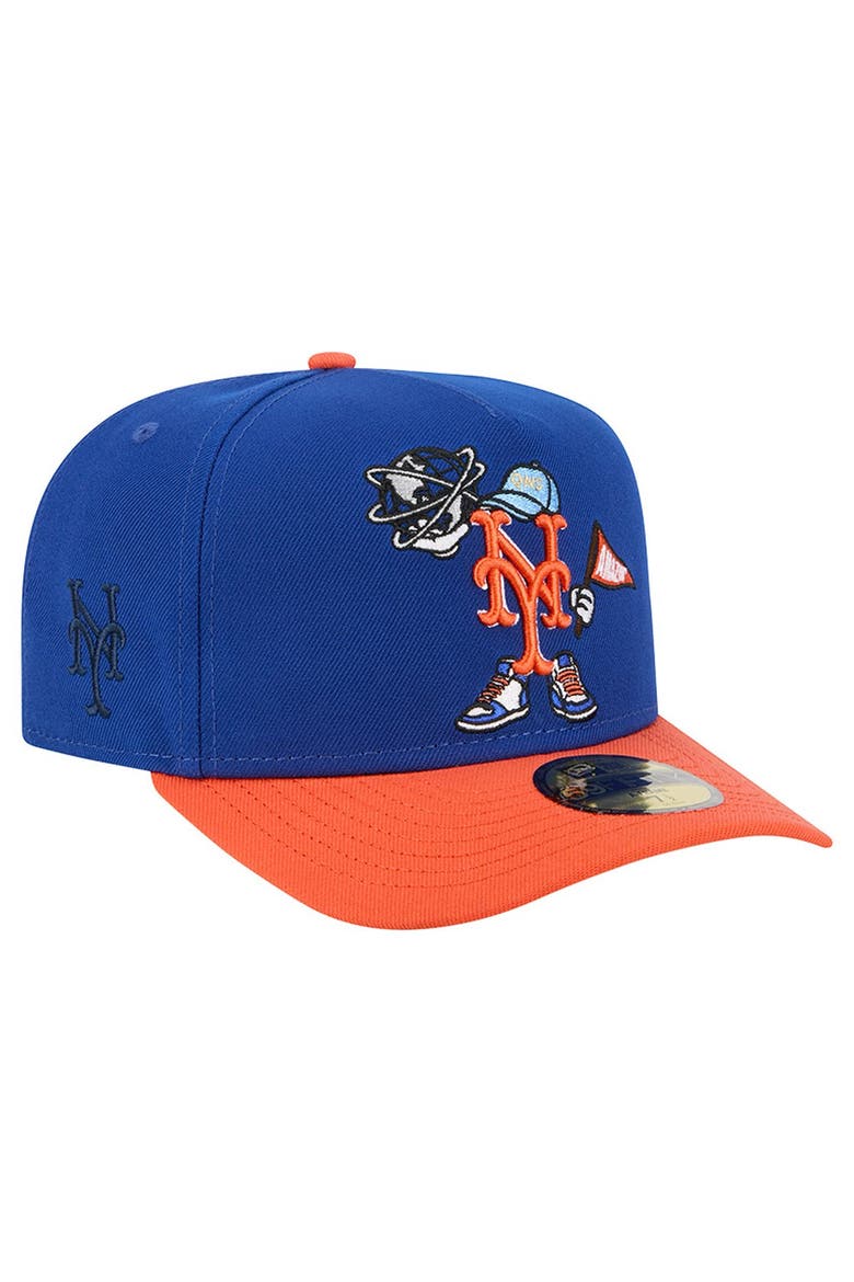 Men's New Era Blue/Orange New York Mets Cartoon A-Frame 59FIFTY Fitted Hat, Main, color, Blue