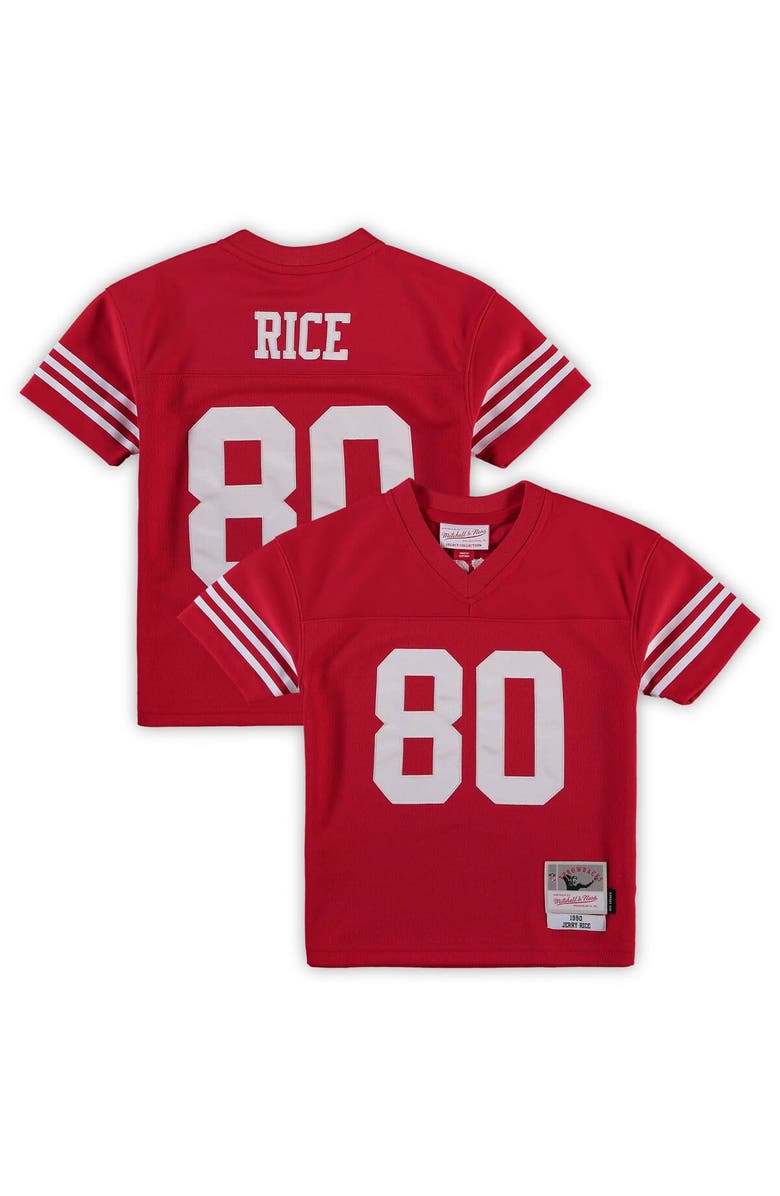 Mitchell & Ness Preschool Mitchell & Ness Jerry Rice Scarlet San Francisco 49ers 1990 Retired Player Legacy Jersey, Main, color,