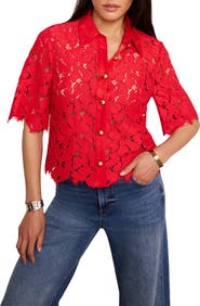 MINT VELVET Lace Short Sleeve Cropped Shirt