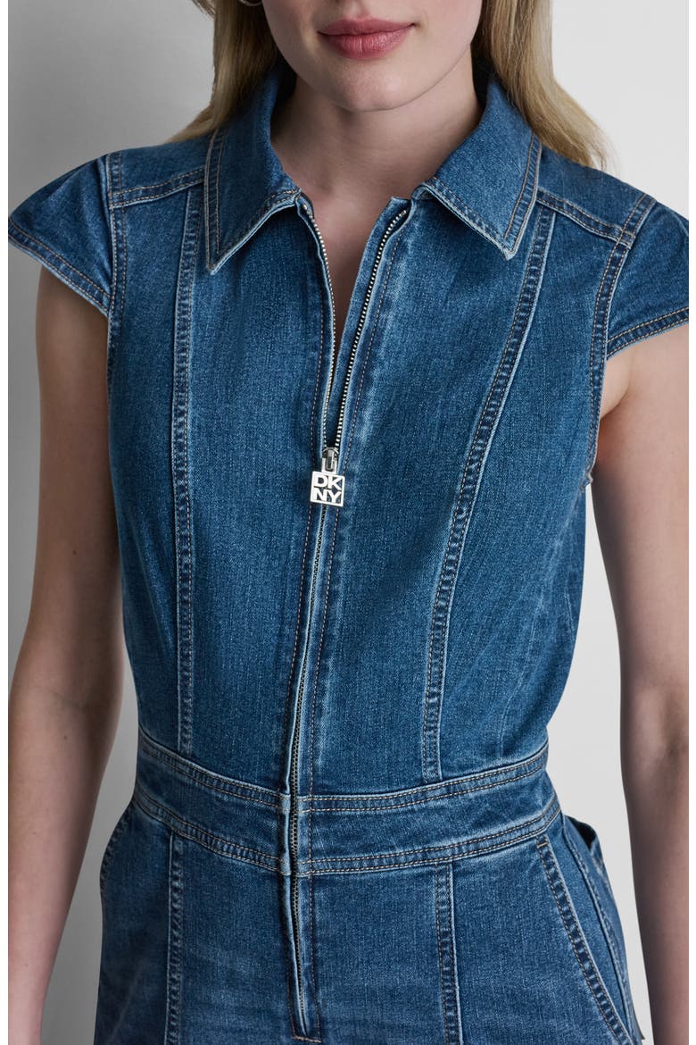 Wide Leg Zip Denim Jumpsuit, Alternate, color, ALBANY