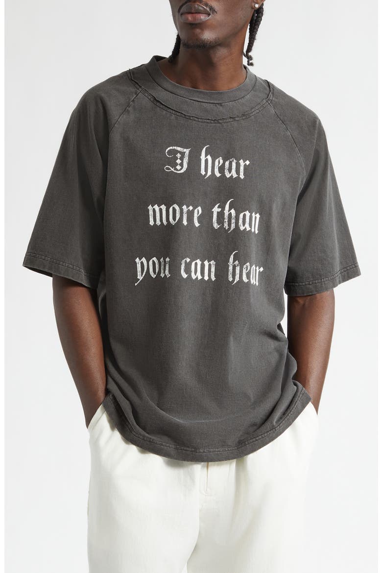 I Hear Oversize Cotton Graphic T-Shirt, Main, color, CHARCOAL