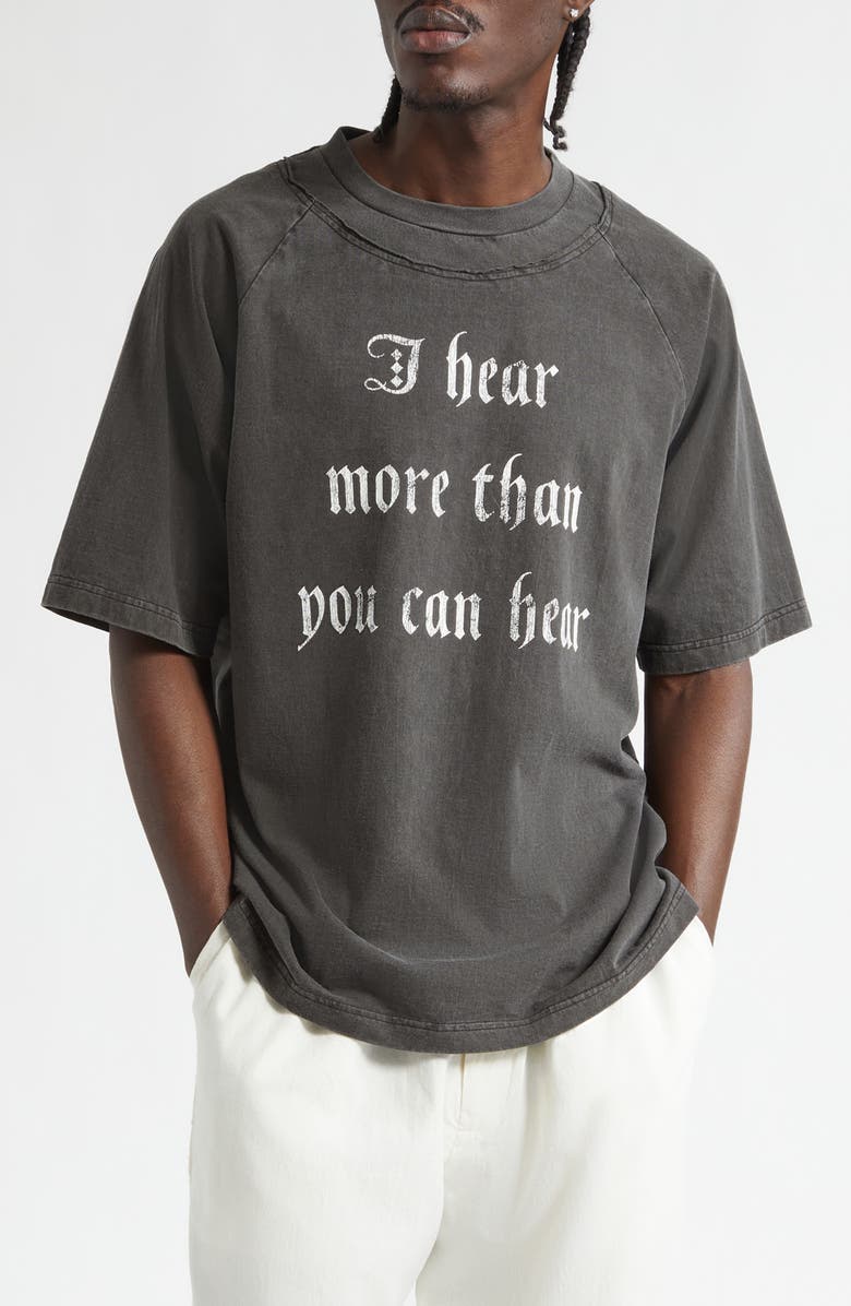 Undercover I Hear Oversize Cotton Graphic T-Shirt, Main, color, Charcoal