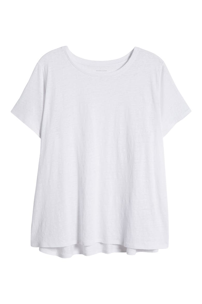 Crewneck Organic Linen T-Shirt, Alternate, color, WHITE