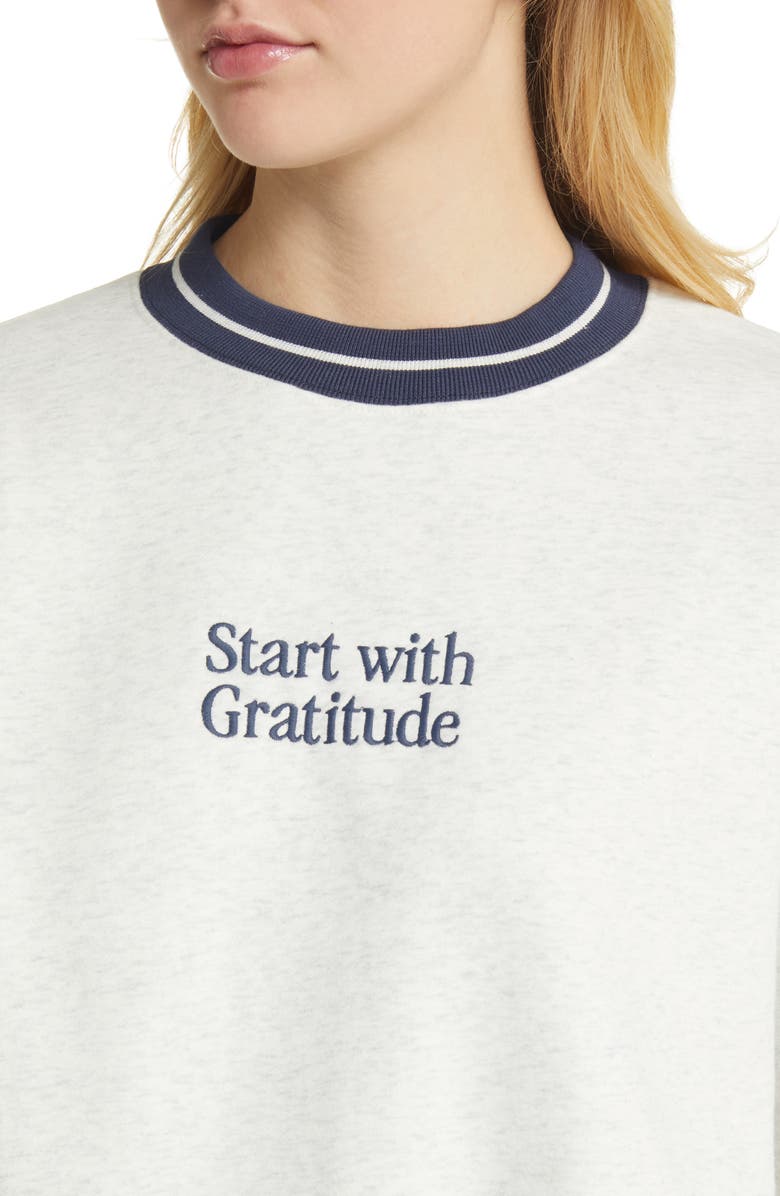 THE MAYFAIR GROUP Start With Gratitude Crewneck Sweatshirt, Alternate, color,