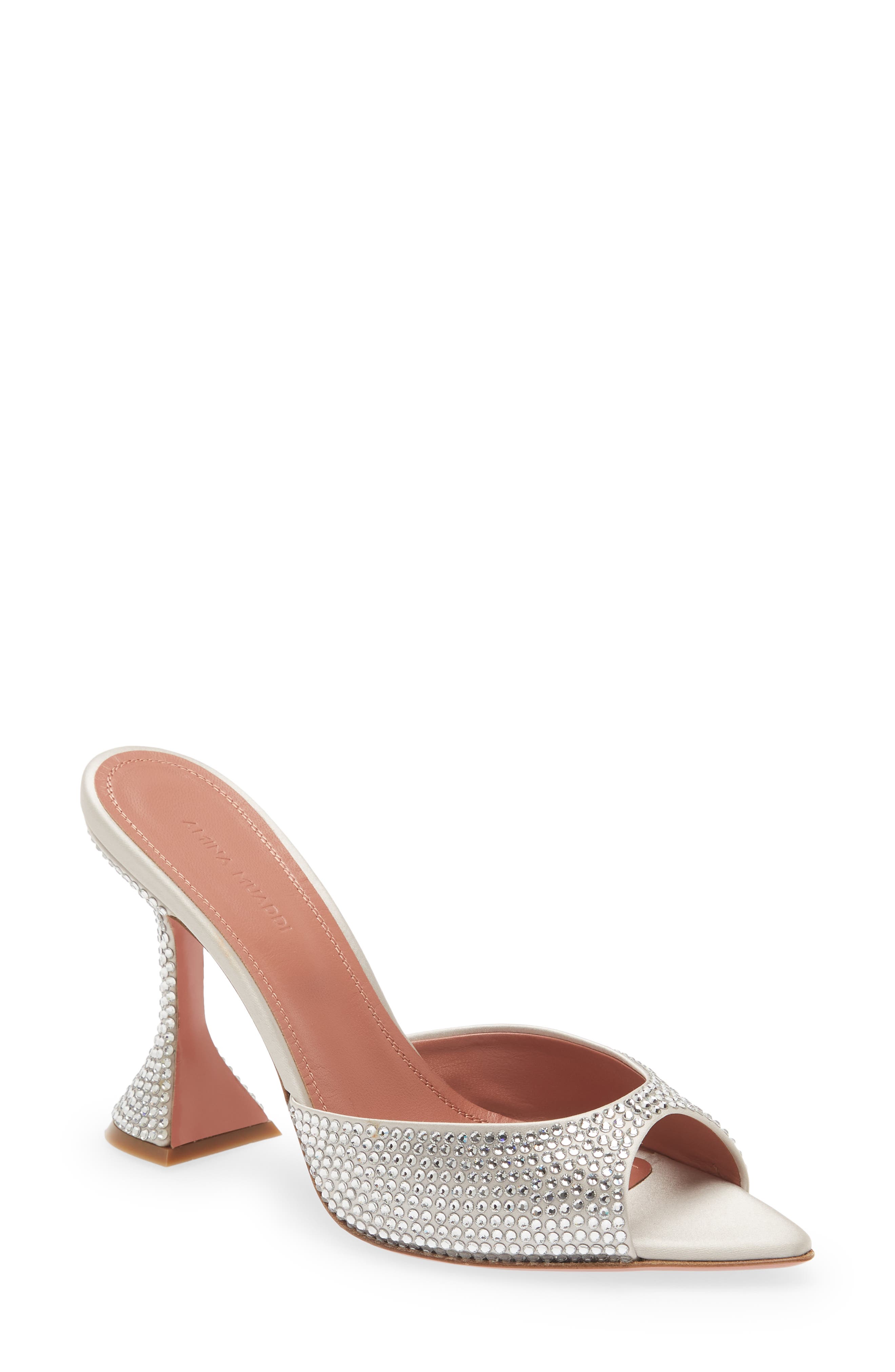 Amina Muaddi Caroline Crystal Embellished Pointed Toe Sandal, Main, color, 