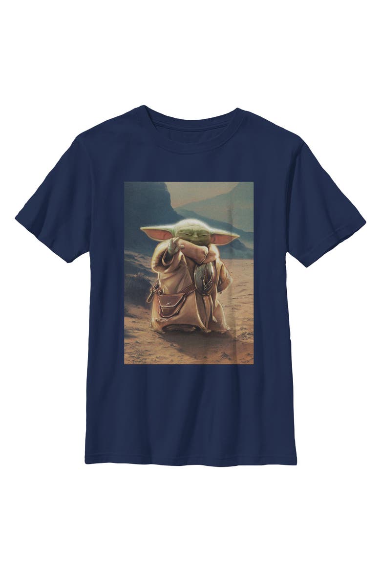 Boy's Star Wars The Mandalorian and Grogu The Child Force Poster  Graphic T-Shirt, Main, color, Navy Blue