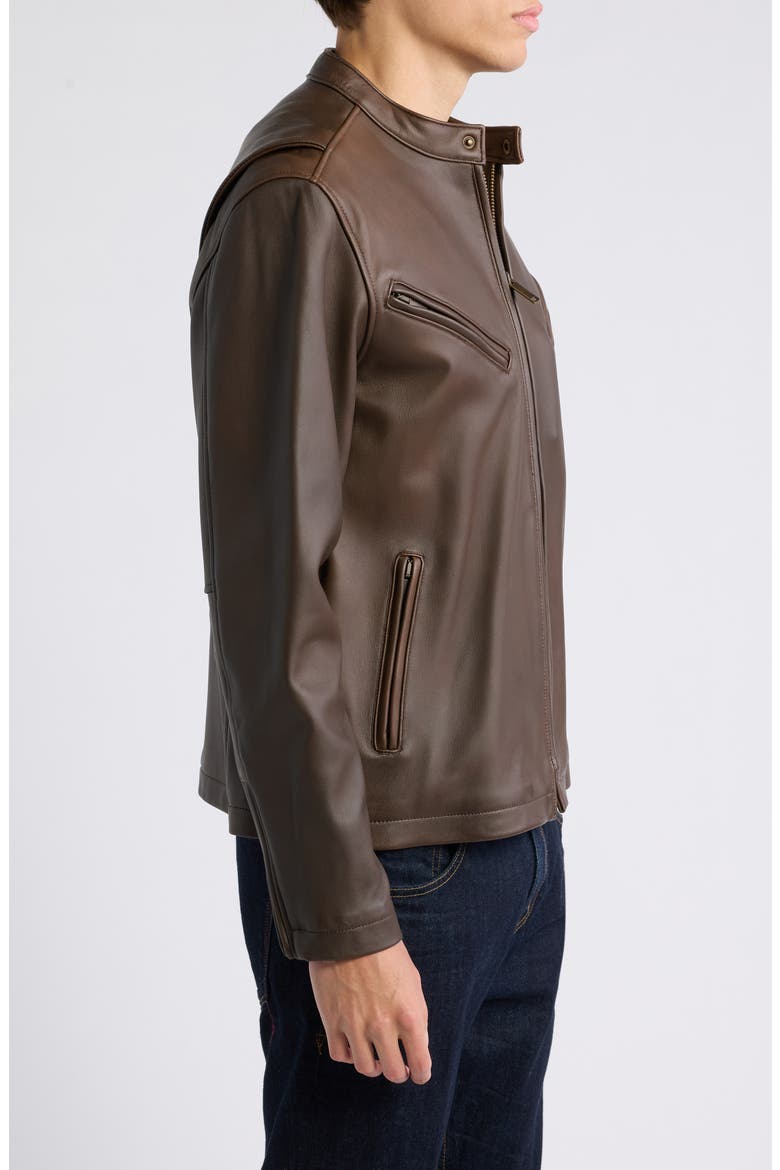 Leather Jacket, Main, color, MOKA TOBACCO