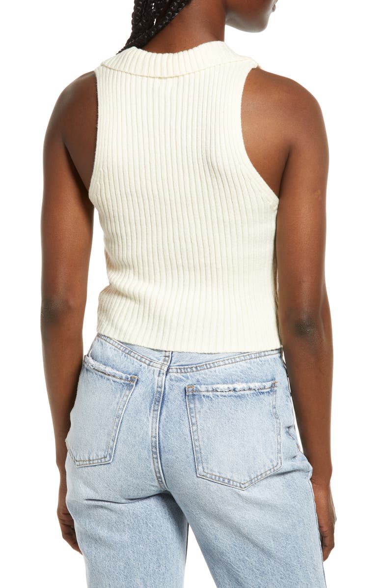 BDG Urban Outfitters Lace-Up Rib Collar Tank, Alternate, color, 