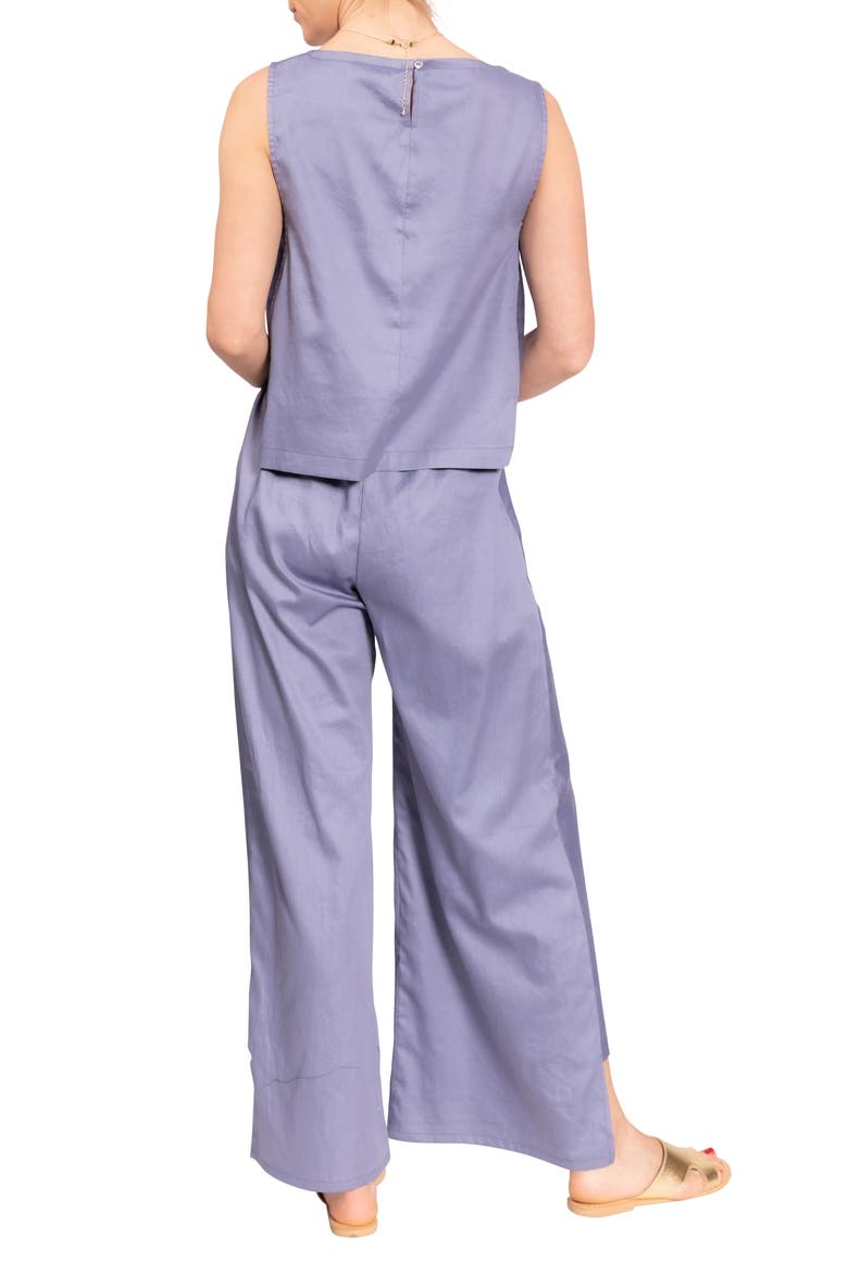 Piper Wide Leg Sleeveless Cotton Pajamas, Alternate, color, VIOLET