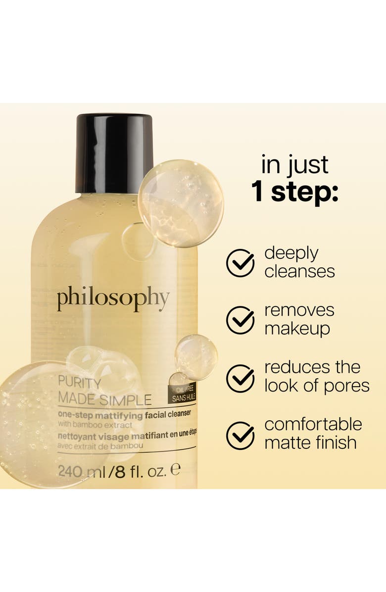 philosophy purity made simple oil-free one-step mattifying facial cleanser, Alternate, color, 