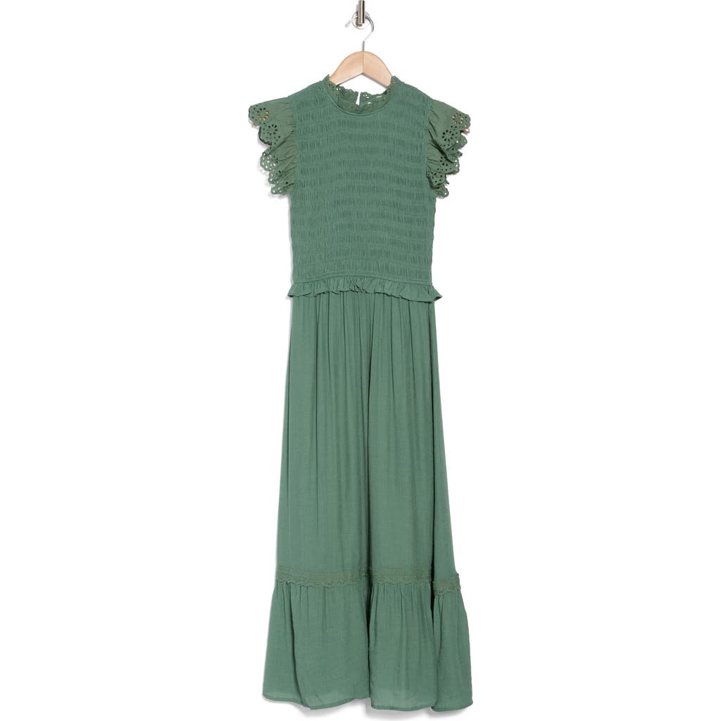 BLU PEPPER BLU PEPPER SMOCKED MAXI DRESS