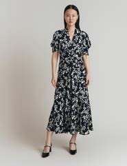 Ghost London Capri Crepe Floral Midi Dress