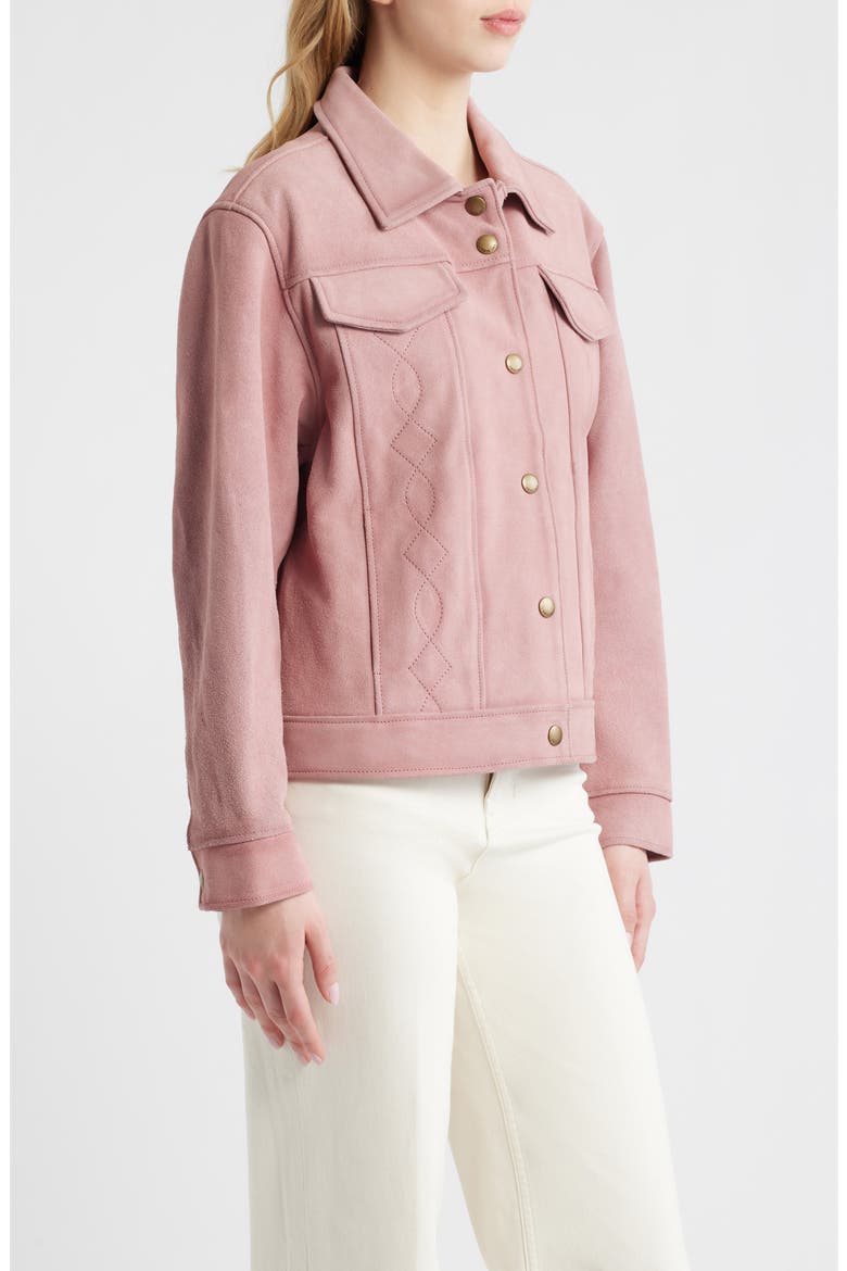 Cow Split Leather Jacket, Alternate, color, PINK