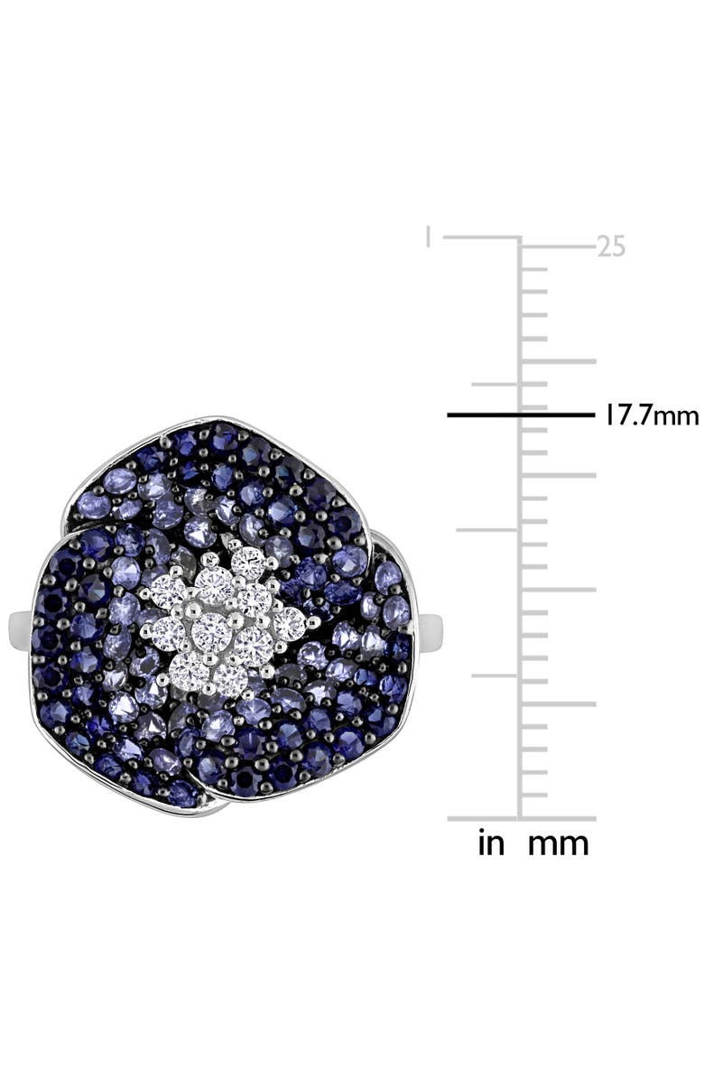 Julianna B. Lab-Created Sapphire Flower Ring 10k, Alternate, color, Lab-Created Sapphire