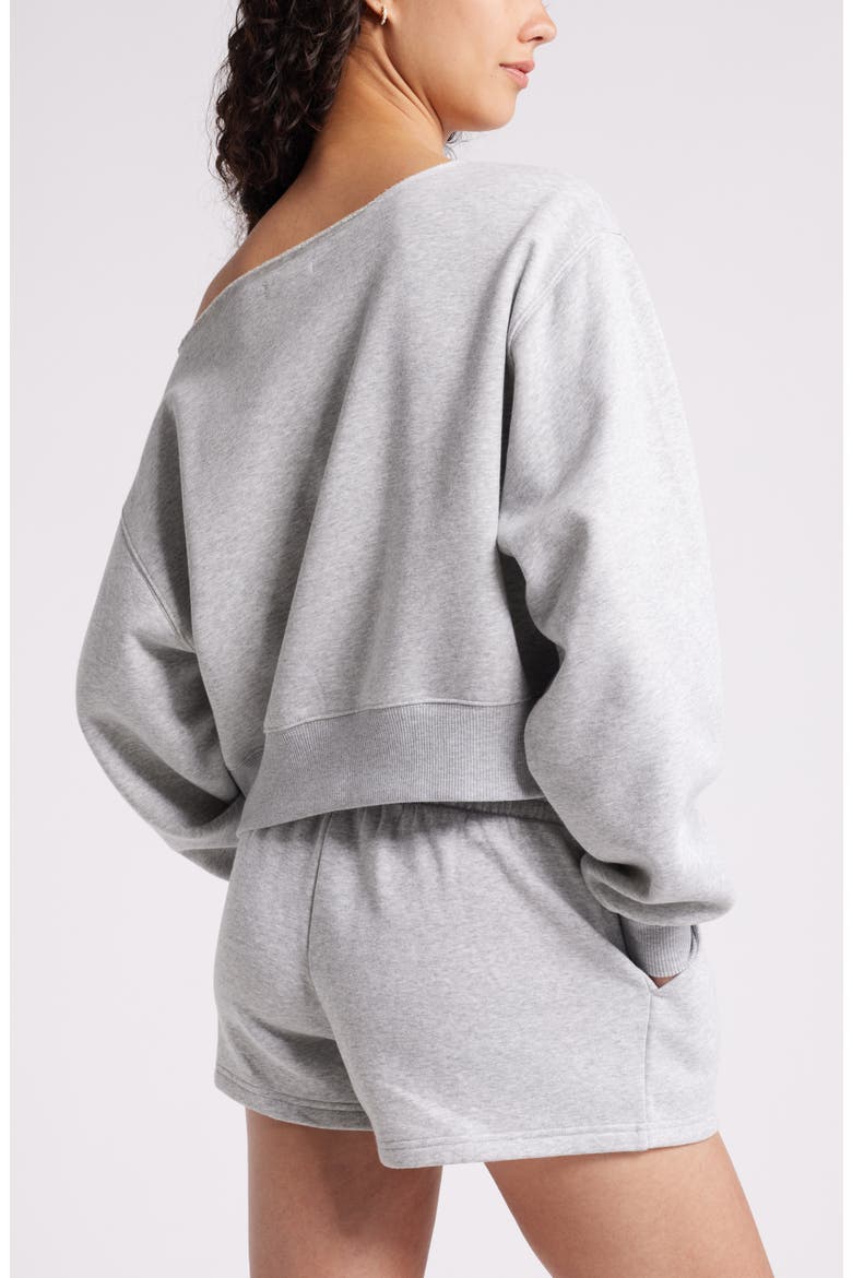 Fleece Off the Shoulder Sweatshirt, Alternate, color, GREY SOFT HEATHER